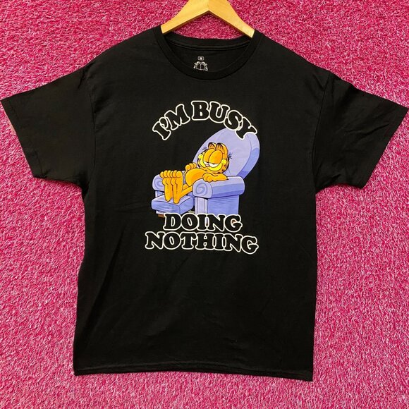 Garfield I'm Busy Doing Nothing Graphic Design T-Shirt Medium - Picture 1 of 4